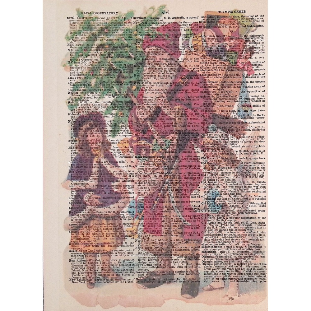 1800s German Victorian Santa Art on 1940 Dictionary Page Christmas Reprint